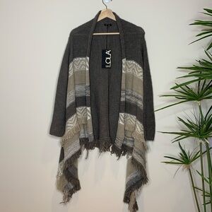 Lola || NWT Made in Italy Open Front Fringe Waterfall Knit Cardigan Sweater S